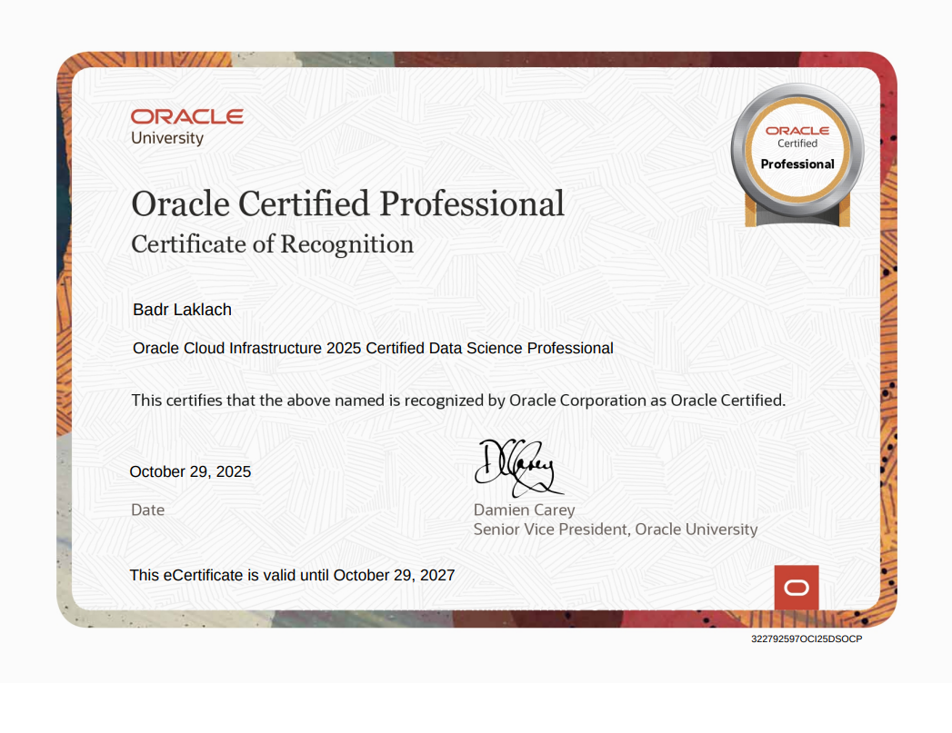 Oracle Cloud Infrastructure 2025 Certified Data Science Professional